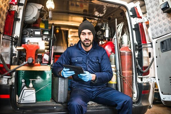 mechanic technician on a garage